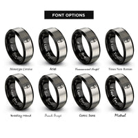 font options for inside engraving on black & silver coffin bat rings