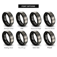 font options for inside engraving on black & grey coffin rings