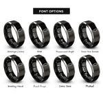 font options for inside engraving on black & silver coffin rings