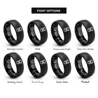 font options for inside engraving on black coffin chains rings