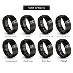 font options for inside engraving on black coffin chains rings