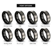 font options for inside engraving on black & grey coffin cross rings