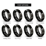 font options for inside engraving on black & grey coffin cross rings