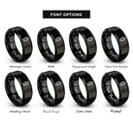font options for inside engraving on black coffin lid rings