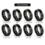 font options for inside engraving on black & grey coffin nail rings