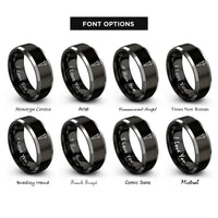 font options for inside engraving on black & grey coffin nail rings