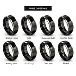 font options for inside engraving on black & gray coffin roses rings
