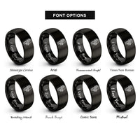 font options for inside engraving on black coffin roses rings