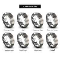 font options for inside engraving on gray coffin roses rings