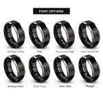 font options for inside engraving on black & silver cog rings