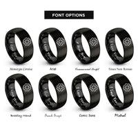 font options for inside engraving on black cog rings