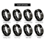 font options for inside engraving on black & grey coil spring rings