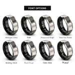 font options for inside engraving on black & gray coil spring rings