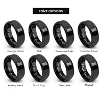 font options for inside engraving on black coil spring rings
