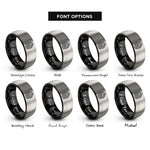 font options for inside engraving on black & grey coiled dragon rings