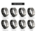 font options for inside engraving on black & grey coiled snake rings