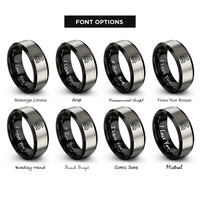 font options for inside engraving on black & grey coiled snake rings