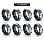 font options for inside engraving on black & blue & silver coin slot rings