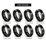 font options for inside engraving on black & grey coin stack rings