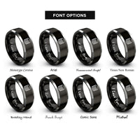 font options for inside engraving on black & grey coin stack rings
