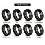 font options for inside engraving on black coin stack rings