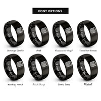 font options for inside engraving on black coin stack rings
