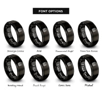 font options for inside engraving on black coin stack rings