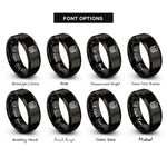 font options for inside engraving on black coin stack rings