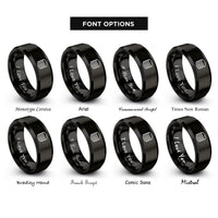 font options for inside engraving on black coin stack rings
