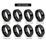 font options for inside engraving on black coin stack rings