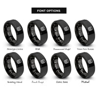font options for inside engraving on black coin stack rings