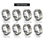 font options for inside engraving on gray coin stack rings