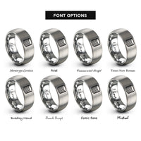 font options for inside engraving on gray coin stack rings