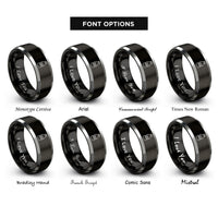 font options for inside engraving on black & silver cold brew bottle rings
