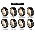 font options for inside engraving on black & rose gold cold brew bottle rings