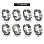 font options for inside engraving on silver cold brew bottle rings