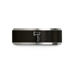 graduation ring for women – black & silver tungsten hatchet wedding band