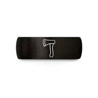 personalized ring for her – black tungsten hatchet wedding band