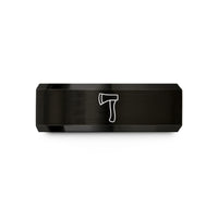 personalized ring for her – black tungsten hatchet wedding band