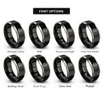 font options for inside engraving on black & gray colonel eagle rings