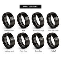 font options for inside engraving on black color swatch rings
