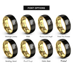 font options for inside engraving on black & gold colosseum stamp rings