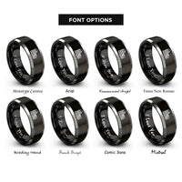font options for inside engraving on black & silver colosseum stamp rings