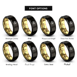 font options for inside engraving on black & gold comb rings