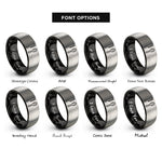 font options for inside engraving on black & grey comb brush rings