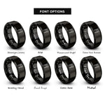 font options for inside engraving on black comb brush rings