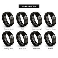font options for inside engraving on black comb shears heart rings