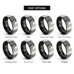 font options for inside engraving on black & grey combat boots rings
