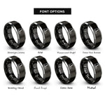 font options for inside engraving on black & grey combat boots rings