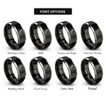 font options for inside engraving on black & gray combat boots rings